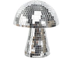 Zilver Discobal Paddenstoel Decoratie, Discobal, Zilver, Schuim + Glaspa, Modern, 11 x 8 x 8 cm