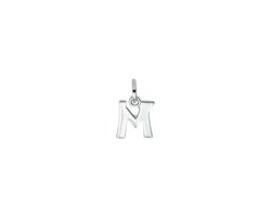 Zilver Gerhodineerde Hanger letter M 1330010