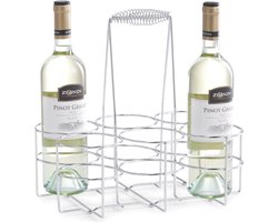 Zilver wijnflessen rek/wijnrek tafelmodel voor 6 flessen 31 cm - Zeller - Keukenbenodigdheden - Woonaccessoires/decoratie - Wijnflesrekken/wijnflessenrekken/wijnrekken - Rek/houder voor wijnflessen