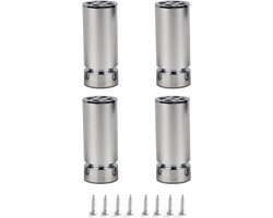Zilveren Bankpoten - Meubelpoten Aluminium - Meubels Stabiliseren - Verstelbare Hoogte - 8cm Hoog - Zilver