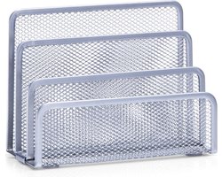 Zilveren brievenhouder postbakjes 3-vaks van draadmetaal/mesh 17 x 13,5 cm - Kantoorbenodigdheden - Bureau-accessoires - Brievenhouders - Postbakjes - Mesh kantoor/bureau benodigdheden