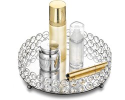 Zilveren Decoratief Ijdelheid Dienblad - Kaptafel Make-up Houder - Snuisterij Dienblad - Spiegelend Multifunctioneel Schotel - Parfum Sieraden Kaars Cosmetica