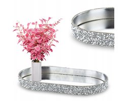 Zilveren Decoratieve Spiegelende Dienblad Glamour 20x12 cm