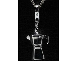 Zilveren Espresso koffiekan hanger én bedel