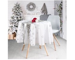 Zilveren Kersttafelkleed Rechthoek of Rond - Christmas Snow