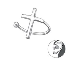 Zilveren kruis ear cuff | kruisje oorklem dames zilver | Zilverana | Sterling 925 Silver