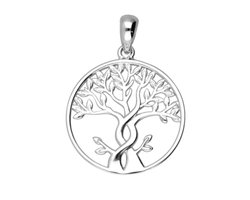 Zilveren Levensboom duo verstrengeld kettinghanger
