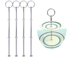 Zilveren metalen stangen - geschikt voor etagères - set van 8 - zinklegering