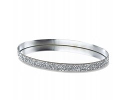 Zilveren Ovale Decoratieve Metalen Dienblad met Kristallen - 23x13 cm