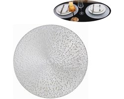 Zilveren ronde tafelmatten - Dinermatten - 6 stuks - Vinyl ronde - Holle placemats - Feestelijke bruiloft decoratie middelpunt placemats - Zilveren holle ronde placemats - Geschikt voor eettafel keuken bruiloft feest decoratie
