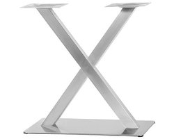 Zilveren Tafelframe van Roestvrij Staal - Dubbel Onderstel voor Bistrotafels - Design Tafelpoten 72cm