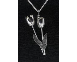 Zilveren Tulpen ketting hanger - duo