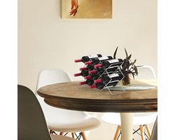 Zilveren Wijnrek voor 10 Flessen - Multifunctioneel Wijnopbergsysteem voor Keuken en Koelkast