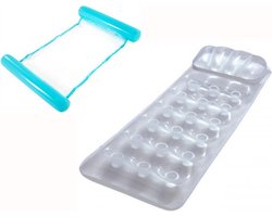 Zilverkleurig Luchtbed - 188 x 71 cm + WaterHangmat Drijfstoel 108 x 73 cm LoungeStoel Zwembad Ligbed Luchtbed - Floating Bed - Beach Float - Float LoungeStoel - Drijvende Water Ligstoel - Opblaasbaar