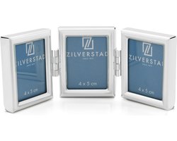 Zilverstad - Fotolijst Mini 4x5 cm metaal portret - pasfoto 3-luik