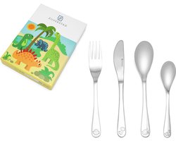 Zilverstad - Kinderbestek 4-delig Dino's RVS 18/10