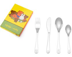 Zilverstad - Kinderbestek 4-delig nijntje vriendjes RVS 18/10
