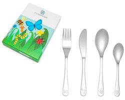 Zilverstad - Kinderbestek 4-delige set Natuurvriendjes RVS 18/10