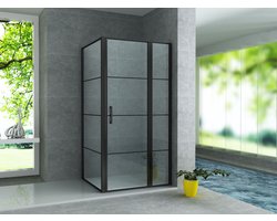 ZIMMER Douchecabine LINE 90x120 cm Mat zwart – Draaideur Soft-Close – 8 mm Veiligheidsglas – Anti-kalk