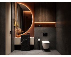 Zimmer LED Badkamerspiegel Halve Maan Rechts 60 x 120 cm – Dimbare LED Verlichting – Anticondensfunctie – Touchbediening – Energiezuinig – Design Spiegel