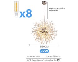 Zimoros Kristallen Plafondlamp - Modern - Zilver - 3 Kleuren Licht (Warm Geel, Warm Wit, Wit) - Inclusief 9 Lampen