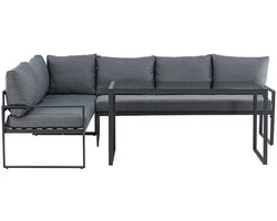 Zingaro lounge set 1 hoekbank, 1 eettafel zwart.