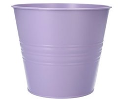 Zinken emmertje/bloempotje - lila paars - D16 x H13 cm - Plantenpotjes