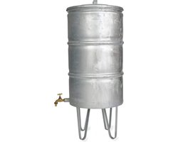 Zinken Regenton 95 liter incl. messing kraan, los deksel / Zink