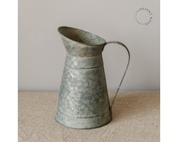 Zinken Waterkan met handvat groot decoratief 1.5 L - Tinnen schenkkan - Landelijke Bloemenvaas