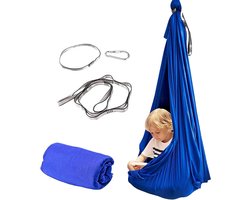 Zintuiglijke Schommel - Hangmat Speelgoed - Kinderspel - Elastisch Nylon Materiaal - 100x280 cm - Blauw