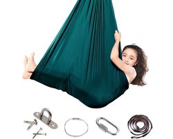 Zintuiglijke Schommelstoel voor Kinderen – Inclusief Hardware – Hangmat schommelstoel & yoga swing – Binnen/Buiten – 280*150cm – Donkergroen