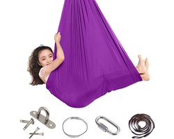 Zintuiglijke Schommelstoel voor Kinderen – Inclusief Hardware – Hangmat schommelstoel & yoga swing – Binnen/Buiten – 280*150cm – Paars