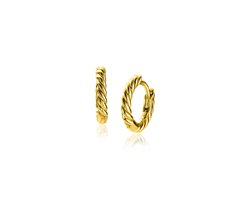 ZINZI gold plated zilveren oorringen met gedraaide buis van 2mm breed, met luxe klapsluiting ZIO2545G - 12mm