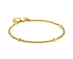 Zinzi Goud Verguld Zilveren Gourmet Armband met Hartjes | 17-20cm ZIA2409G