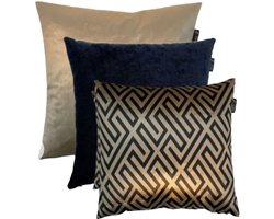 Zippi Design Gold & Black sierkussen set Luxury - kleur goud met zwart (size: 45cm-45cm)