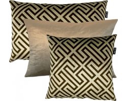 Zippi Design Golden Brown Sierkussen SET Luxe (veren vulling) kleur goud, beige, bruin geometric print