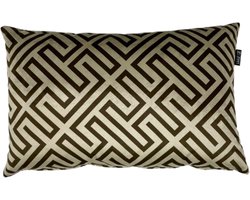 Zippi Design Sandy Velvet Geometric 40x60 cm sierkussen kleur goud, beige, bruin - ACTIE nu inclusief veren vulling!