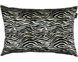 Zippi Design Zebra Art Sierkussen 40 x 60 Velvet, Luxe (veren vulling) kleur zwart/wit dierenprint