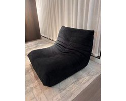 zipsofa 1-zits Fauteuil - Bank met rugleuning - 80×100×72 cm - Ergonomisch en montagevrij - Zacht fleece – zwart