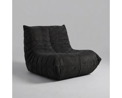 Zipsofa 1-zits Fauteuil - Zitzak Stoel met Rugleuning - Lazy Stoel - Montagevrij, Ergonomisch - 80x100x72 cm - Corduroystof, zwart