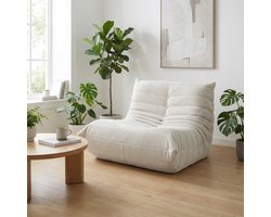 Zipsofa Relax Fauteuil - 1-zits Loungestoel met Rugleuning - Lazy Stoel - Montagevrij & Ergonomisch - 80x100x72 cm - Gebroken Wit
