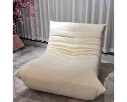 Zipsofa Relax Fauteuil - 1-zits Loungestoel met Rugleuning - Lazy Stoel - Montagevrij & Ergonomisch - 80x100x72 cm - Wit