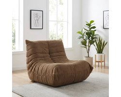 Zipsofa Relaxfauteuil - 1 zit zetel - Lazy Stoel - Zitzakstoel met rugleuning - Slaapkamer & Woonkamer - Volwassenen & Jongeren - Ergonomisch - Zonder Montage - 80×100×72 cm - Corduroystof, bruin