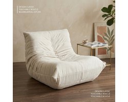 Zipsofa Relaxfauteuil - 1 zit zetel - Lazy Stoel - Zitzakstoel met rugleuning - Slaapkamer & Woonkamer - Volwassenen & Jongeren - Ergonomisch - Zonder Montage - 80×100×72 cm - Lamswollen stof, wit