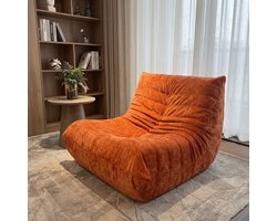 Zipsofa Relaxfauteuil - 1 zit zetel - Lazy Stoel - Zitzakstoel met rugleuning - Slaapkamer & Woonkamer - Volwassenen & Jongeren - Ergonomisch - Zonder Montage - 80×100×72 cm - Chenillestof, oranje