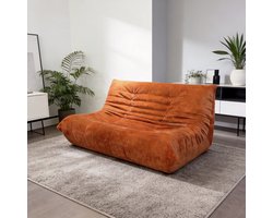 Zipsofa Relaxfauteuil - 2 zit zetel - Lazy Stoel - Zitzakstoel met rugleuning - Slaapkamer & Woonkamer - Volwassenen & Jongeren - Ergonomisch - Zonder Montage - 130×100×72 cm - Chenillestof, oranje