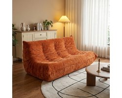 Zipsofa Relaxfauteuil - 3 zit zetel - Lazy Stoel - Zitzakstoel met rugleuning - Slaapkamer & Woonkamer - Volwassenen & Jongeren - Ergonomisch - Zonder Montage - 160×100×72 cm - Chenillestof, oranje