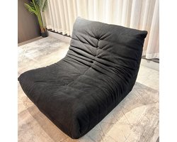 zipsofa – Togo Canapés Zitzak Vloerfauteuil voor Volwassenen, Ergonomische Luie Stoel van Hoge Dichtheid Spons, tot 150 kg belastbaar, 80 × 100 × 72 cm，zwart Ribfluweel