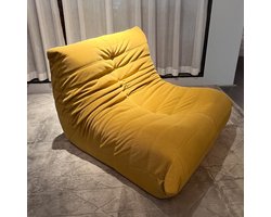 zipsofa – Togo Canapés Zitzak Vloerfauteuil voor Volwassenen, Ergonomische Luie Stoel van Hoge Dichtheid Spons, tot 150 kg belastbaar, geel， 80 × 100 × 72 cm
