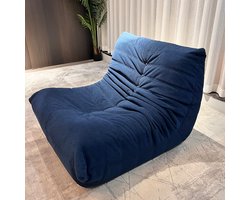 zipsofa –Togo-stijl 1-zits Luie Bank – Mode vrijetijdsbank, Vrij Te Combineren, Geen Montage Nodig, Ergonomisch Ontwerp, Tot 150 kg Belastbaar, 800 × 100 × 72 cm，Donkerblauw Ribfluweel